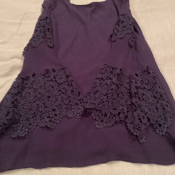 Altar’d State Navy MIDI Dress Crocheted Sleeves Size Large Bell Sleeves - Picture 9 of 13